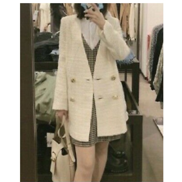 Zara Double Breasted Textured Weave Jacket NWT - Picture 3 of 16